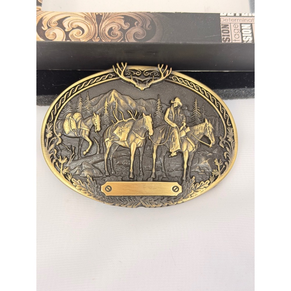 Montana Silversmiths Attitude Hunting Brass Belt Buckle 60789C Horse Mules